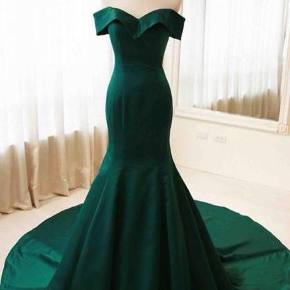 Dark Green Mermaid Prom Dress Off S..
