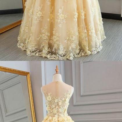 yellow lace customize long A-line s..