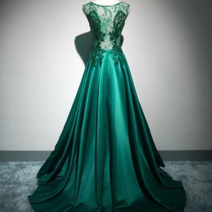 Green Beading Prom Dresses,Applique..