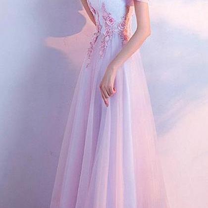 Pretty Tulle & Lace Off-the-shoulder Neckline A-line Bridesmaid Dress