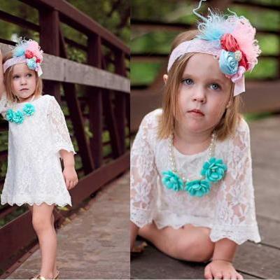 2015 new high quality lace flower girl dresses kids rustic antique lace wedding flowers