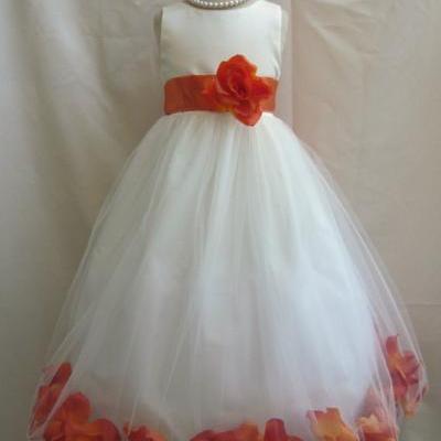 2015 Flower Girl Dresses with Burnt Rose Petal Dress Wedding Easter Bridesmaid For Baby Children Toddler Teen Girls