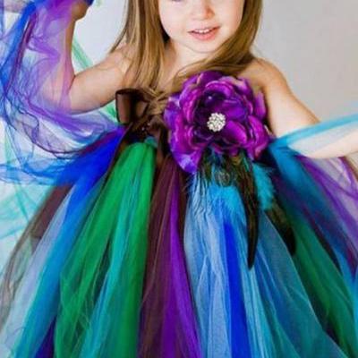 Purple TuTu Dress / Lavender Tutu Dress With Flowers little girls pageant dresses Kid Toddler Communion Dress For Wedding Party