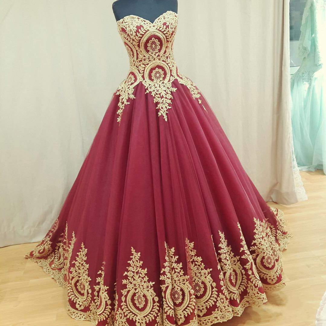 wine red wedding dress