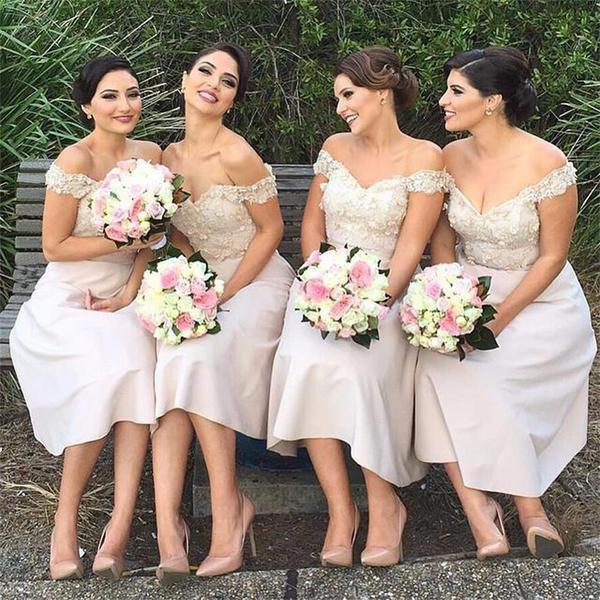 Off Shoulder Knee Length Liques Cute Bridesmaid Dresses On Luulla Off Shoulder Knee Length Liques Cute Bridesmaid Dresses