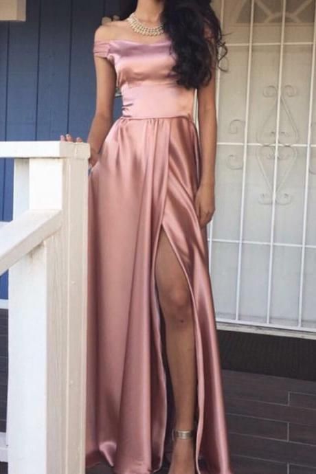 pink silk prom dress