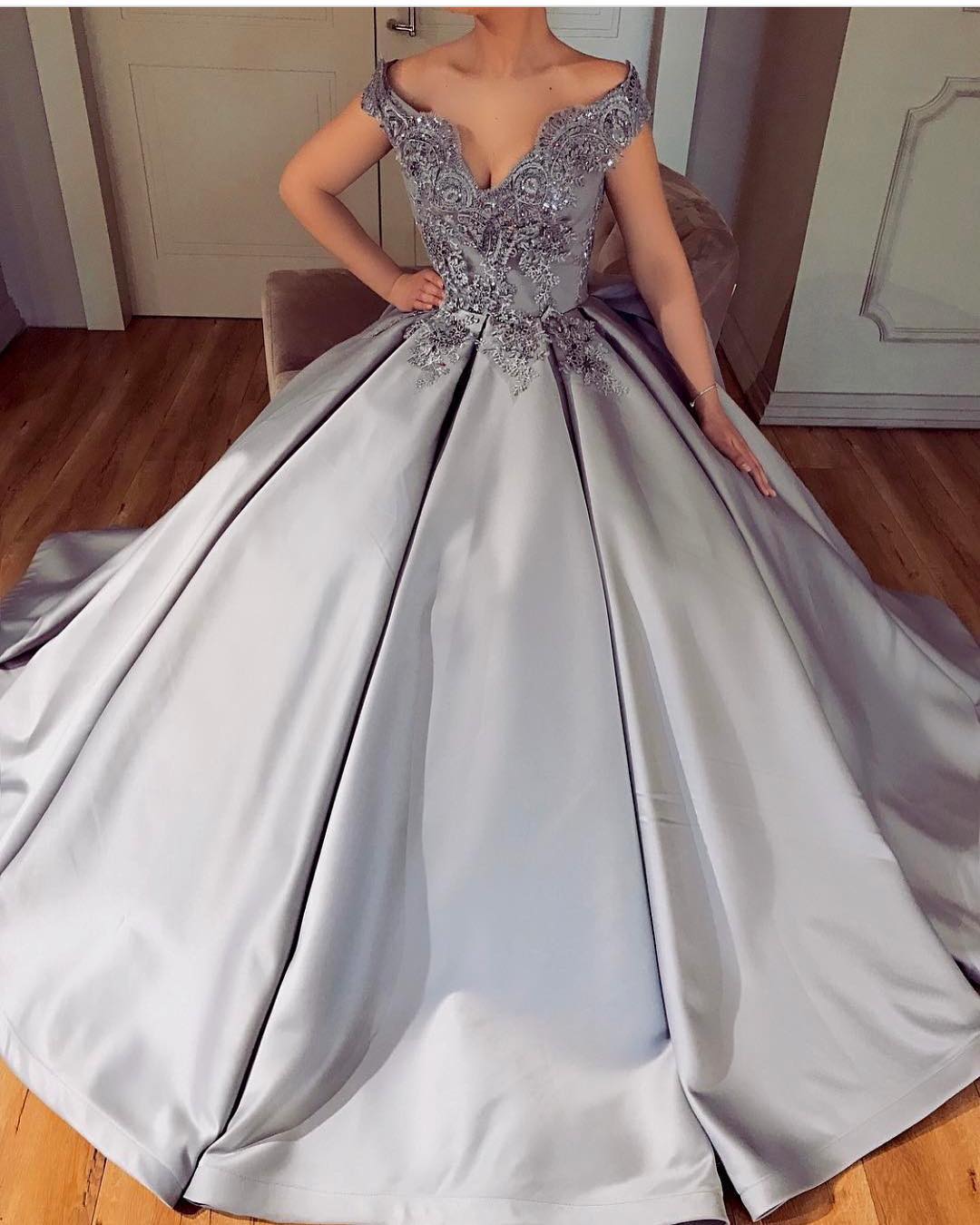 silver quinceanera dresses