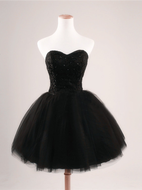 Black Short Tulle Homecoming Dresses 