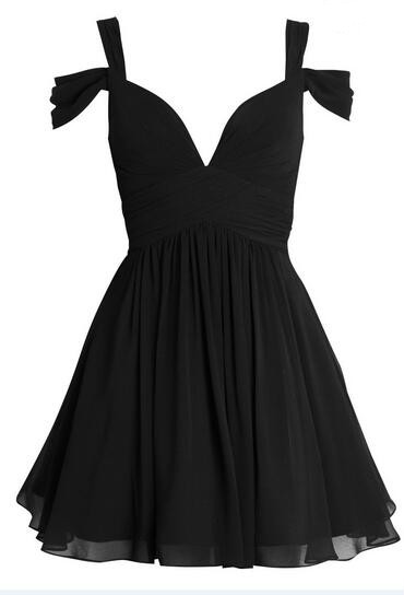 Simple Short Chiffon Homecoming Dresses Black Women Party Dresses on Luulla
