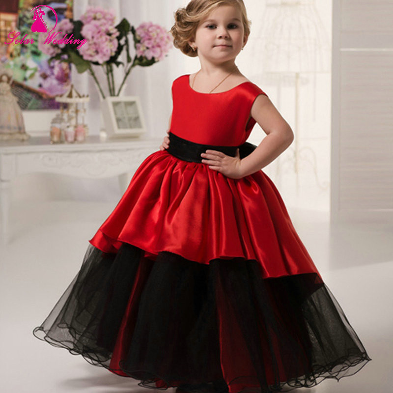 Floor Length Flower Girl Dresses Children Birthday Dress Satin
