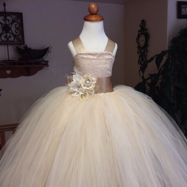 2016 Cheap Spaghetti straps Puffy Tulle Ball Gown Flower Girl Dresses 2016 Pageant Dresses For weddings Girls