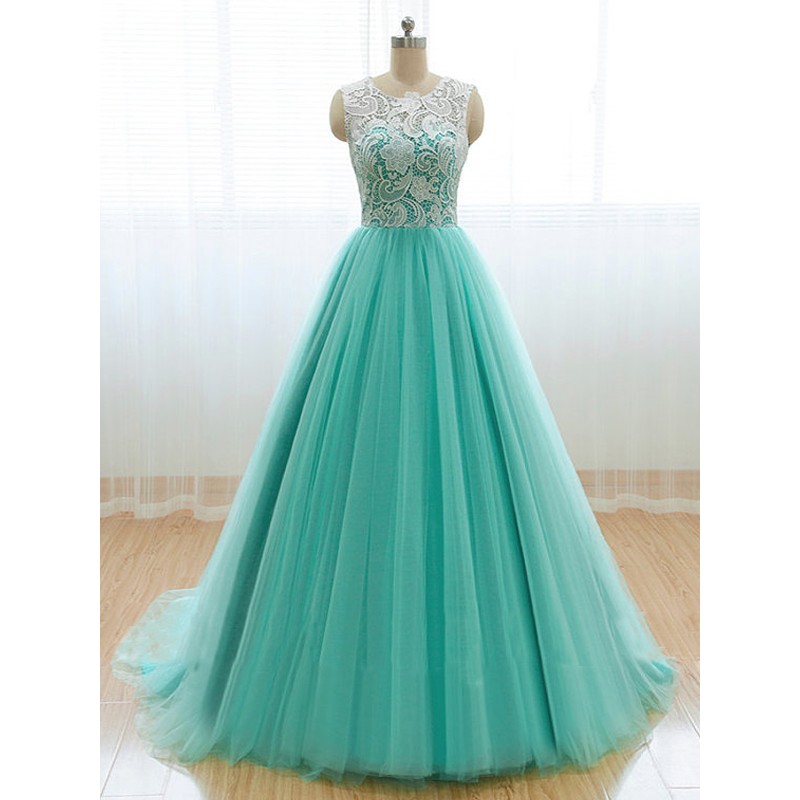 Charming Prom Dress,Tulle Prom Dress,O-Neck Prom Dress,Lace Prom Dress,A-Line Prom Dress
