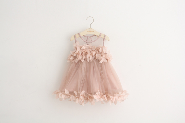 2016 summer models girls tide models high-end three-dimensional petals sleeveless dress children princess dress flower girl dress