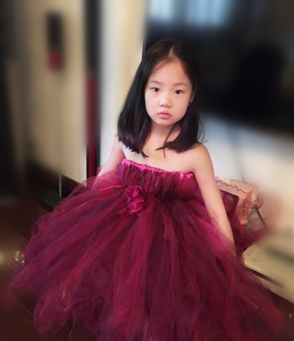 burgundy tutu flower girl dress