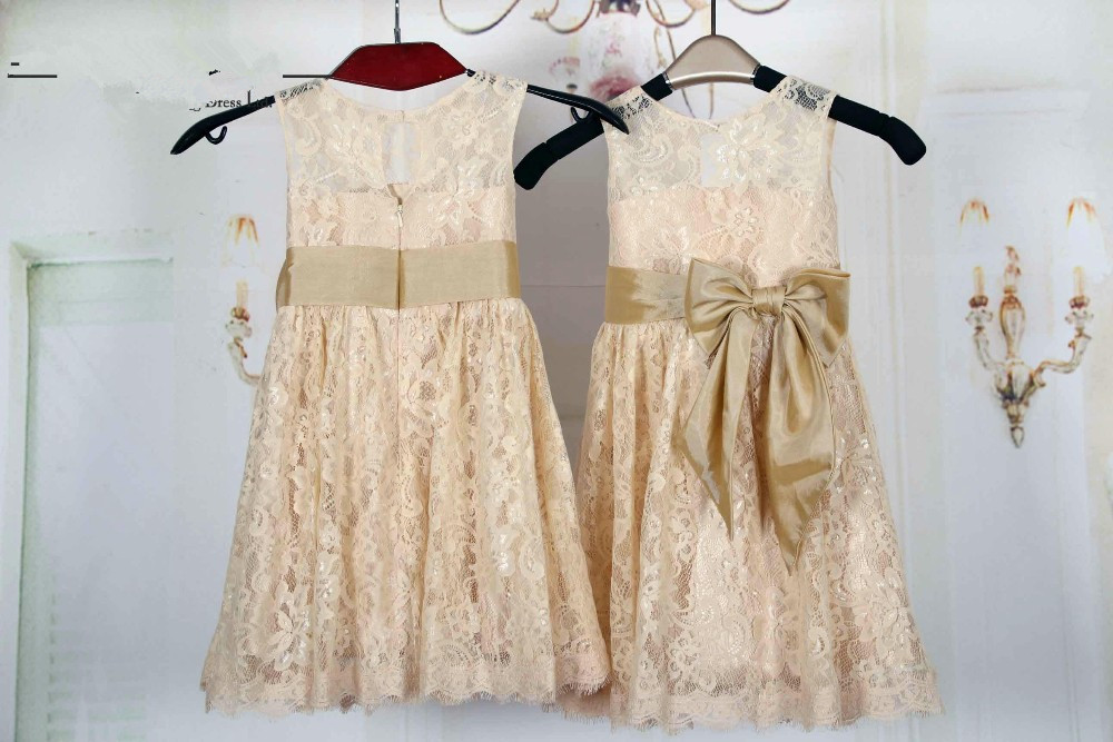 2016 cute lace wedding flower girl flower Scoop Strap Maxi Dress fashion girl First Communion Dress