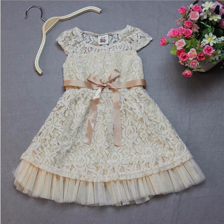 new inspired ivory lace summer flower girls dress Vintage Boutique mini girls clothing christening dresses