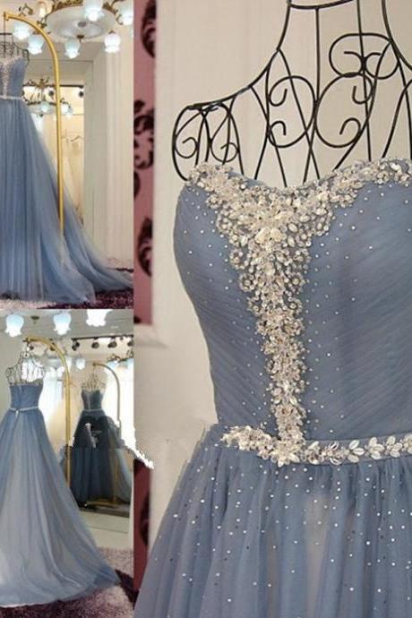 Prom Dress, Strapless Prom Dress, Beaded Prom Dress, Long Prom Dress,Chiffon Prom Dress,Backless Prom Dress 2018
