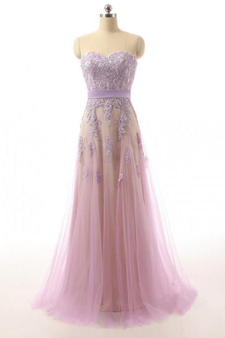 Sweetheart Neck tulle Prom Dresses Appliques Women Party Dresses