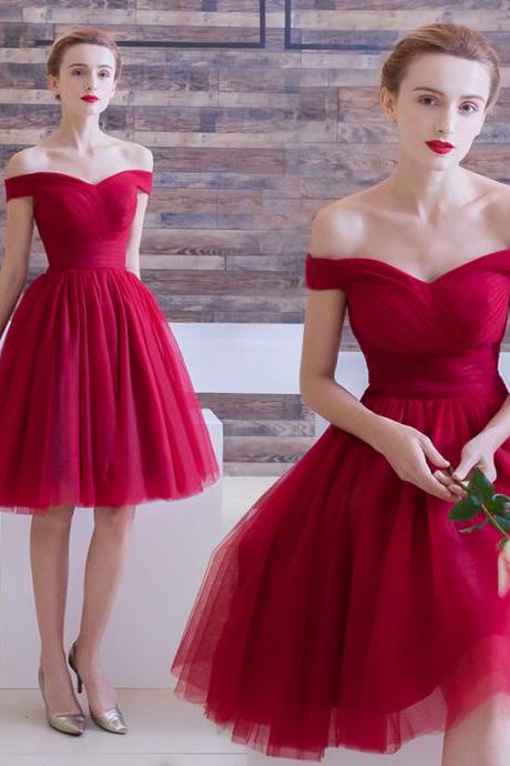 2018 Custom Charming red Off the Shoulder Short Homecoming Party Dress