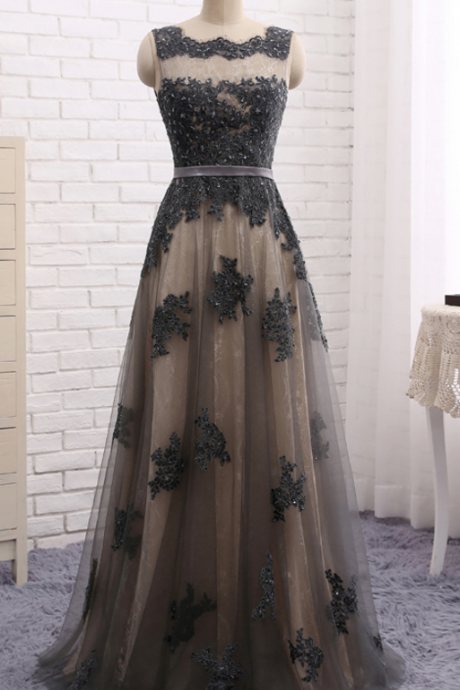 skirt grey lace prom dress, dress skirt, dress skirt, elegant formal dresses,evening dress, evening dress,Evening Dress