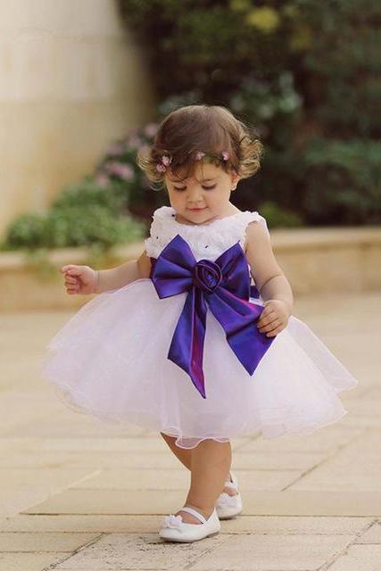 Baby Princess White Flower Girl Dresses 2016 Cute Knee-Length Ball Gown Vestido De Daminha First Communion Dresses For Girls