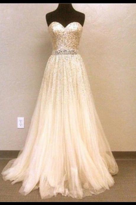 A-Line Prom Dress,Sequined Prom Dress,Sweetheart Prom Dress,Dress For Prom