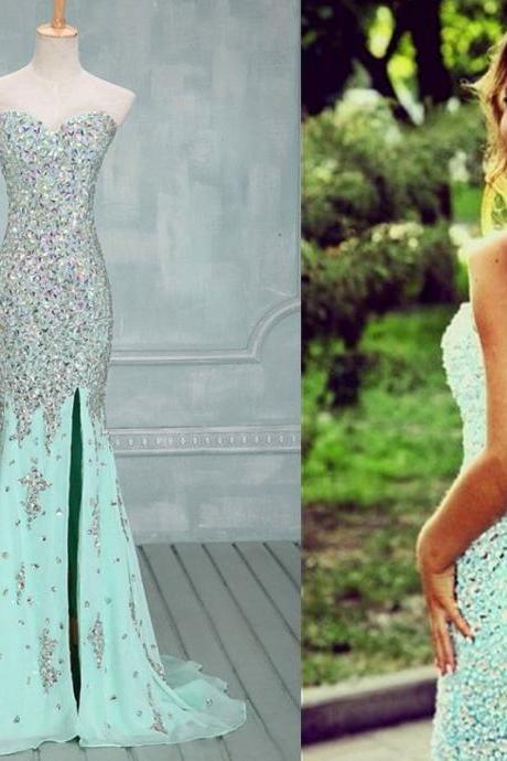 Gorgeous Prom Gown,Front Slit Prom Gown,Beaded Prom Gowns,Sequin Prom Gown,Mermaid Prom Gown,Sexy Prom Gown,Long Prom Gown,Party Dress