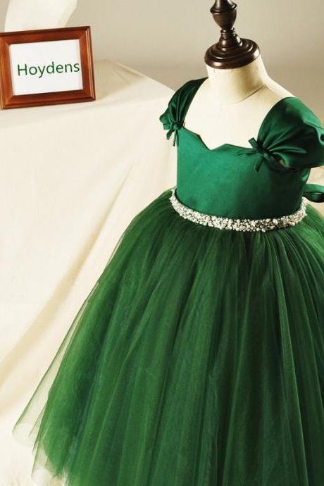 The New High-end Custom Dress Children Princess Dress Green Flower Girl Dress TuTu Birthday