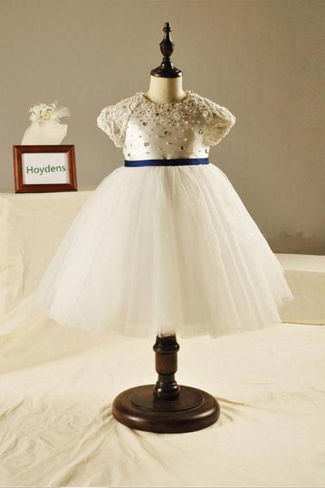 2016 The New High-end Custom White Lace Princess Dress Children Dress Flower Girl Dress TuTu Birthday