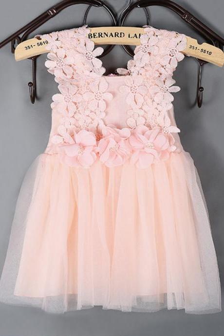 2016 New Pink Dress Girls Flower Girl Dress Children Tulle Flower Girl