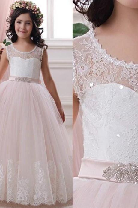2016 White lace ball gown wedding dresses tablespoon Girls pageant dresses first communion dresses communion dresses girls