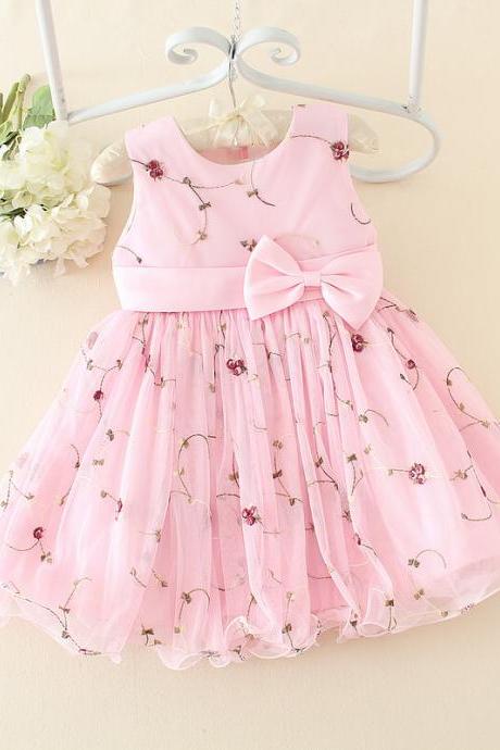 High-end Children's Wedding Dress Sweet Princess Ln Pink Dress Children Skirt New Summer Children Dress F-0058