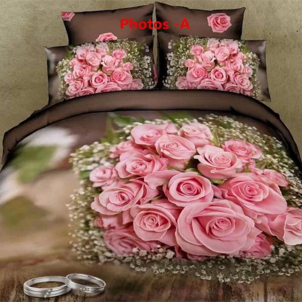 Warm and sweet cotton denim pink flower elegant princess style cotton denim bedding linen free shipping